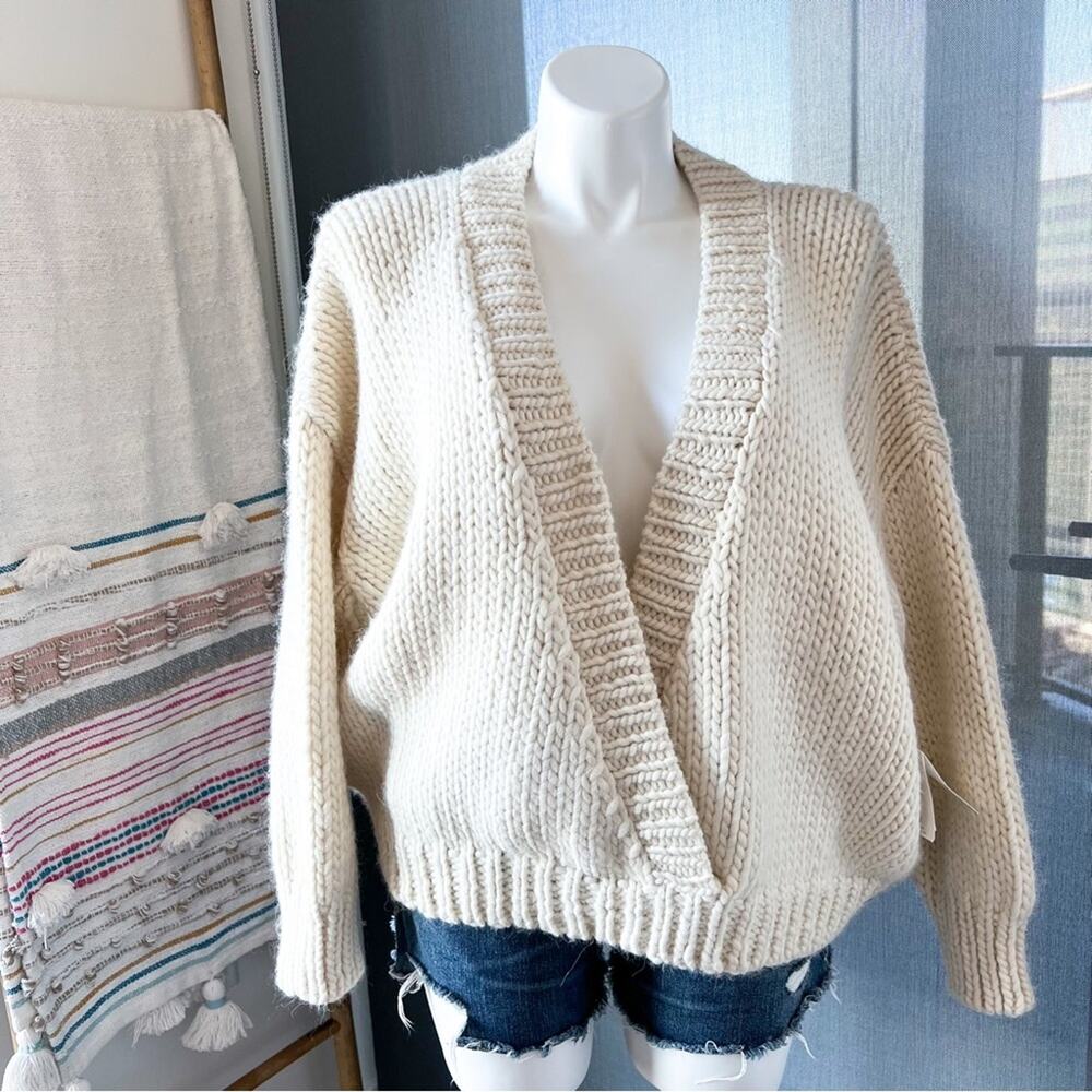 Mother Soul Serenade Criss Cross Chunky Knit Pullover Jumper Sweater Size Medium - Picture 4 of 12